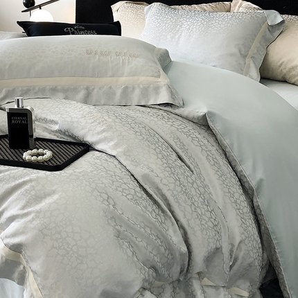 91家纺网 家纺一手货源 找家纺 （总）MIU缪家居 2024新款100支全棉高精密金银线色织提花四件套-慵懒之豹