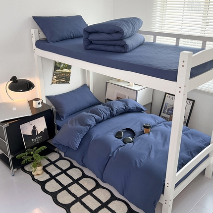 91家纺网 家纺一手货源 找家纺 （总）贝拉梦家纺 2024新款褶皱炒鸡糯纯色水洗棉学生床三件套