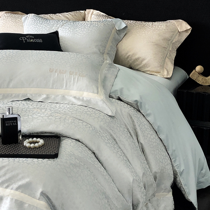 91家纺网 家纺一手货源 找家纺 （总）MIU缪家居 2024新款100支全棉高精密金银线色织提花四件套-慵懒之豹