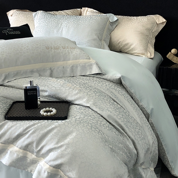 91家纺网 家纺一手货源 找家纺 （总）MIU缪家居 2024新款100支全棉高精密金银线色织提花四件套-慵懒之豹