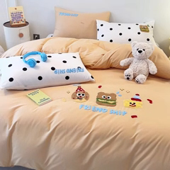 91家纺网 家纺一手货源 找家纺 大境 2024新款毛巾绣全棉纯棉学生三件套四件套 曲奇饼干-浅咖