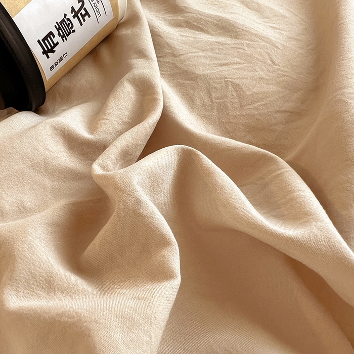 91家纺网 家纺一手货源 找家纺 贝拉梦家纺 2024新款褶皱炒鸡糯纯色水洗棉学生床三件套 可可蛋奶