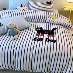 91家纺网 家纺一手货源 找家纺 大境 2024新款毛巾绣全棉纯棉学生三件套四件套 Happy