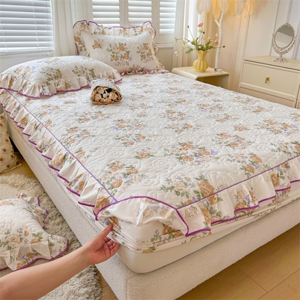 宜凡家纺 2024新款全棉印花公主风夹棉床笠三件套 奇趣时光