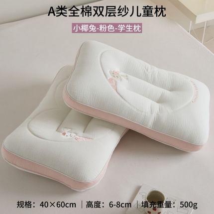 91家纺网 家纺一手货源 找家纺 （总）昕科 2025新款A类全棉双层纱儿童枕--刺绣卡通纯棉儿童幼儿园枕头学生宿舍枕芯