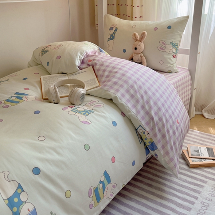 91家纺网 家纺一手货源 找家纺 富瑞阁2024新款13070学生宿舍全棉三件套 闲时兔