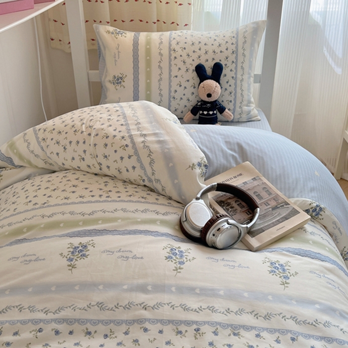 91家纺网 家纺一手货源 找家纺 富瑞阁2024新款13070学生宿舍全棉三件套 星愿 