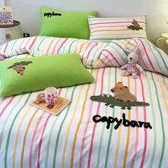 91家纺网 家纺一手货源 找家纺 大境 2024新款毛巾绣全棉纯棉学生三件套四件套 小快乐-彩条