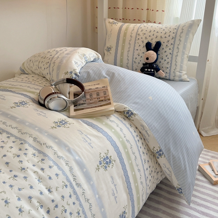 91家纺网 家纺一手货源 找家纺 富瑞阁2024新款13070学生宿舍全棉三件套 星愿 