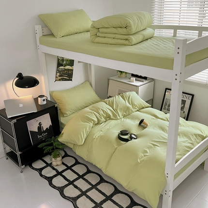 贝拉梦家纺 2024新款褶皱炒鸡糯纯色水洗棉学生床三件套 香草冰激凌