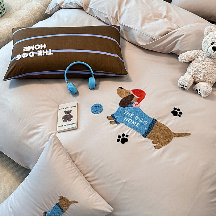 91家纺网 家纺一手货源 找家纺 大境 2024新款毛巾绣全棉纯棉学生三件套四件套 小腊条-浅灰