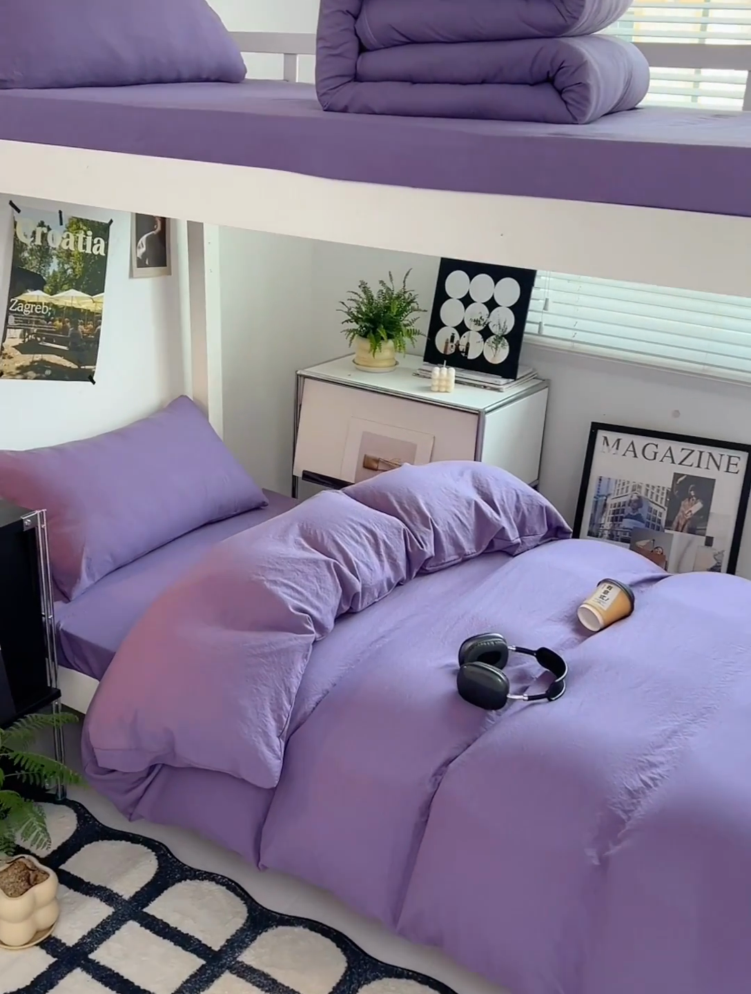 91家纺网 家纺一手货源 找家纺 （总）贝拉梦家纺 2024新款褶皱炒鸡糯纯色水洗棉学生床三件套