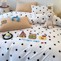 91家纺网 家纺一手货源 找家纺 大境 2024新款毛巾绣全棉纯棉学生三件套四件套 曲奇饼干-波点