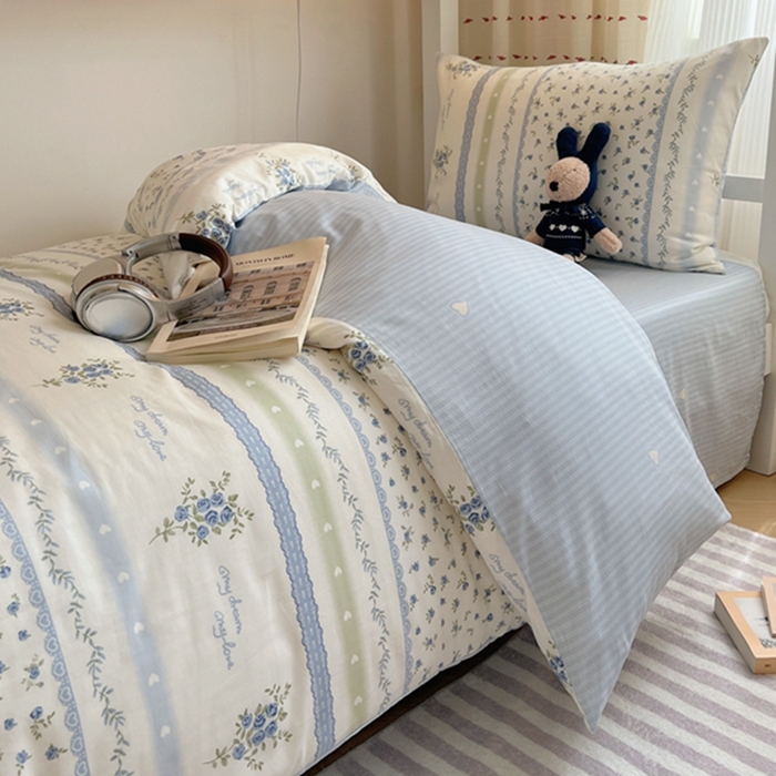 91家纺网 家纺一手货源 找家纺 富瑞阁2024新款13070学生宿舍全棉三件套 星愿 