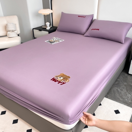 91家纺网 家纺一手货源 找家纺 暖季家纺 2025新款A类全棉绣花立体贴布绣床笠-贝尔 贝尔-罗兰紫