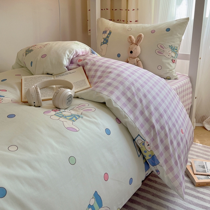 91家纺网 家纺一手货源 找家纺 富瑞阁2024新款13070学生宿舍全棉三件套 闲时兔