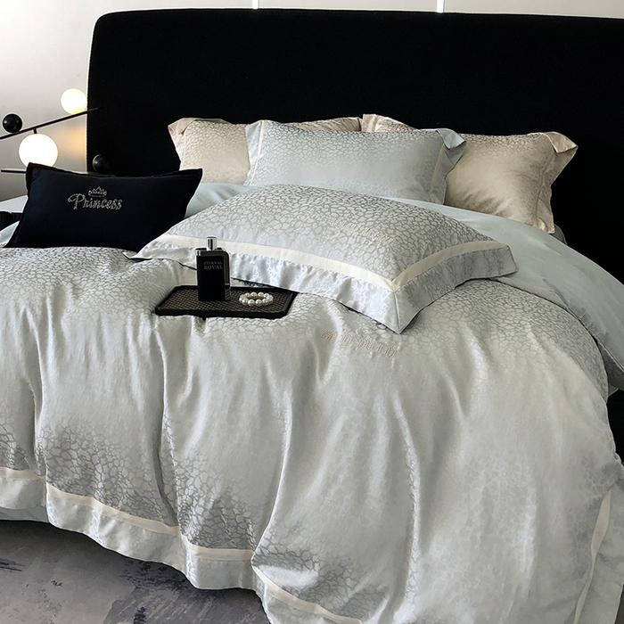 91家纺网 家纺一手货源 找家纺 （总）MIU缪家居 2024新款100支全棉高精密金银线色织提花四件套-慵懒之豹