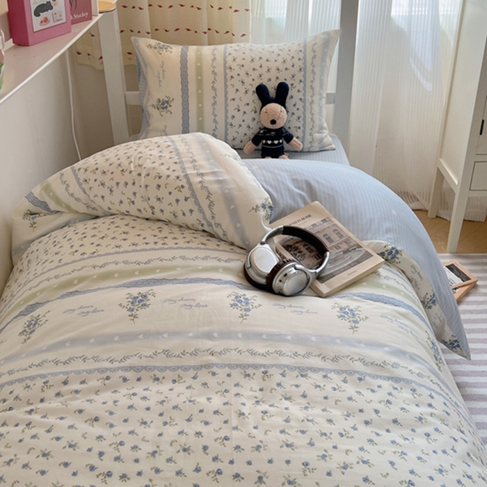 91家纺网 家纺一手货源 找家纺 富瑞阁2024新款13070学生宿舍全棉三件套 星愿 