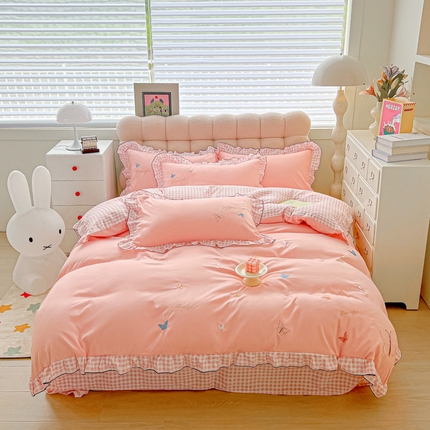 91家纺网 家纺一手货源 找家纺 韩都家居 2024新款ins韩系水洗云朵棉刺绣四件套【蝶影仙踪】 蝶影仙踪-玉