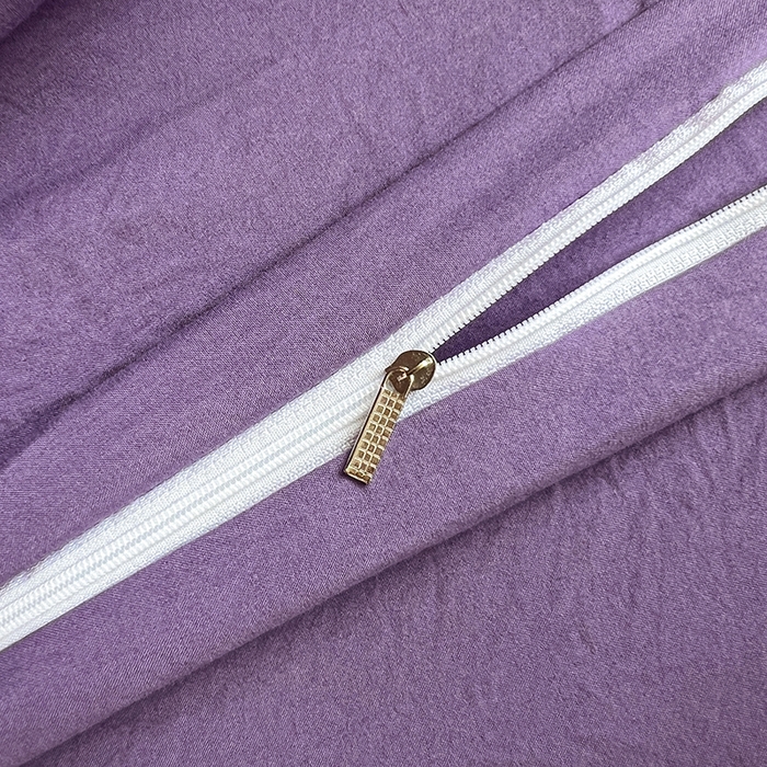 91家纺网 家纺一手货源 找家纺 贝拉梦家纺 2024新款褶皱炒鸡糯纯色水洗棉学生床三件套 风信紫