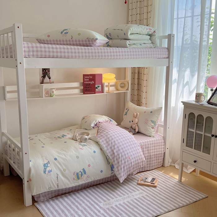 91家纺网 家纺一手货源 找家纺 富瑞阁2024新款13070学生宿舍全棉三件套 闲时兔