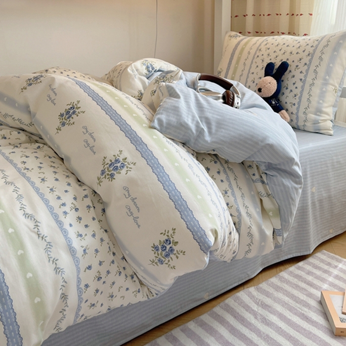 91家纺网 家纺一手货源 找家纺 富瑞阁2024新款13070学生宿舍全棉三件套 星愿 