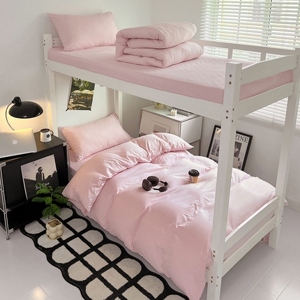 91家纺网 家纺一手货源 找家纺 （总）贝拉梦家纺 2024新款褶皱炒鸡糯纯色水洗棉学生床三件套