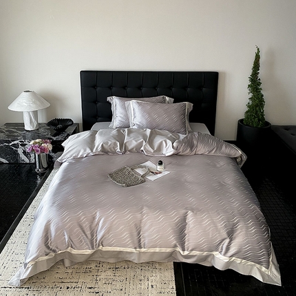 91家纺网 家纺一手货源 找家纺 MIU缪家居 2024新款100支全棉高精密提花四件套-塞纳河畔-风格一 塞纳河畔-珍珠灰