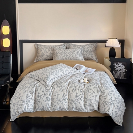 艾迪尚家纺 2025新款生态全棉磨毛印花四件套 合叶