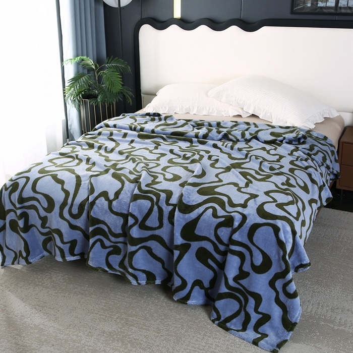 91家纺网 家纺一手货源 找家纺 巴木赫 2024新款法兰绒舒棉绒熊猫绒毛毯 鸭青