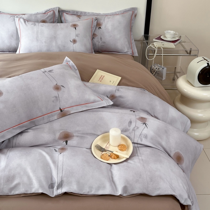 91家纺网 家纺一手货源 找家纺 艾迪尚家纺 2025新款生态全棉磨毛印花四件套--单被套 爱意随风-咖