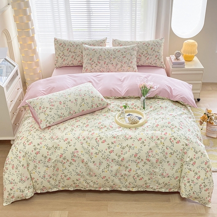 宇彬家纺 2024新款13372全棉印花四件套和单被套细雨碎