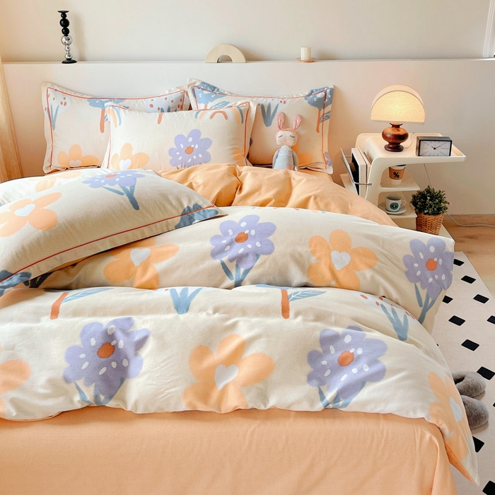 91家纺网 家纺一手货源 找家纺 艾迪尚家纺 2025新款生态全棉磨毛印花四件套 时光向暖—米