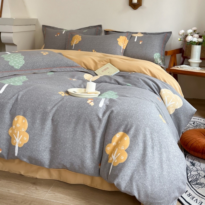 91家纺网 家纺一手货源 找家纺 艾迪尚家纺 2025新款生态全棉磨毛印花四件套 寻迹