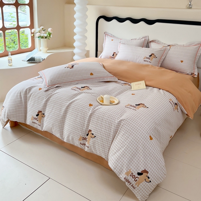 91家纺网 家纺一手货源 找家纺 艾迪尚家纺 2025新款生态全棉磨毛印花四件套 旺财多多-米