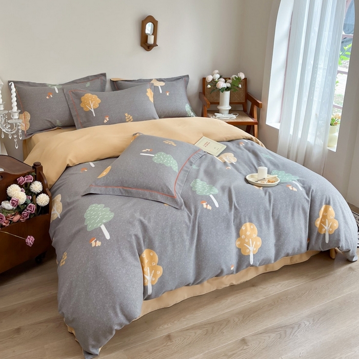 91家纺网 家纺一手货源 找家纺 艾迪尚家纺 2025新款生态全棉磨毛印花四件套 寻迹