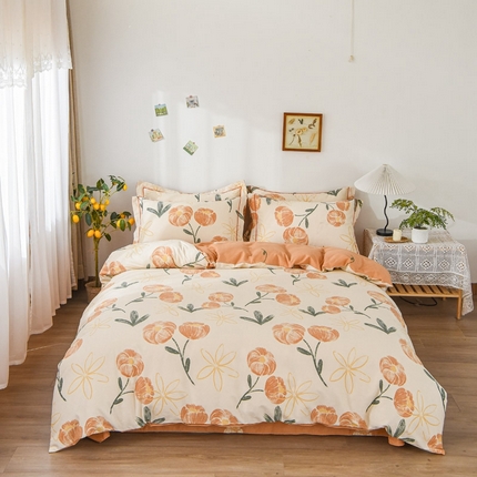 艾迪尚家纺 2025新款生态全棉磨毛印花四件套 怡悦