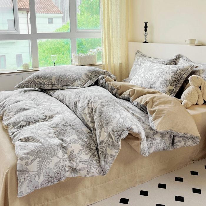 91家纺网 家纺一手货源 找家纺 艾迪尚家纺 2025新款生态全棉磨毛印花四件套 热带雨林