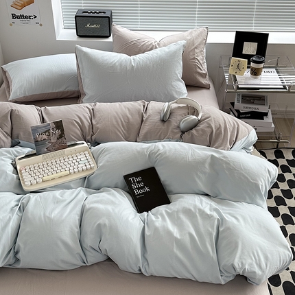 91家纺网 家纺一手货源 找家纺 （总）希丞家居 2025新款ins百搭超柔高克重双拼水洗棉四件套