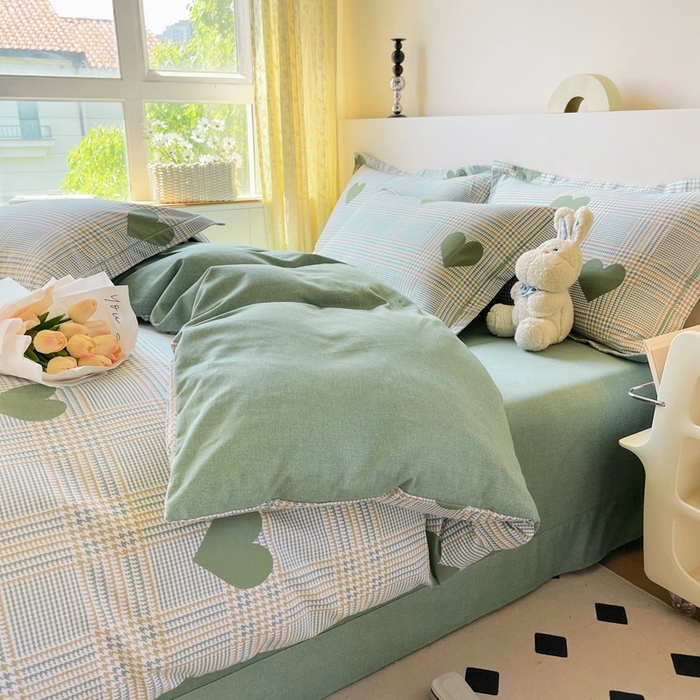 91家纺网 家纺一手货源 找家纺 艾迪尚家纺 2025新款生态全棉磨毛印花四件套 心动时刻