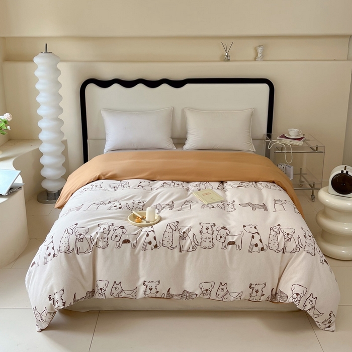 91家纺网 家纺一手货源 找家纺 艾迪尚家纺 2025新款生态全棉磨毛印花四件套--单被套 旺仔派