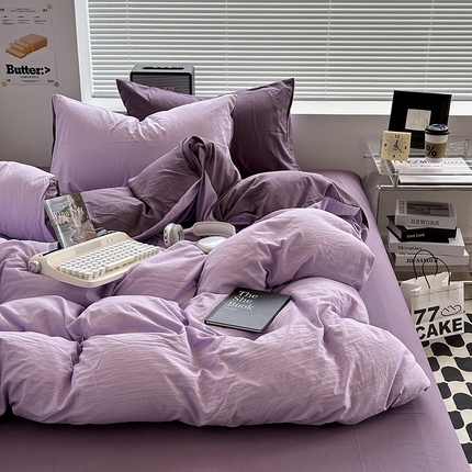 91家纺网 家纺一手货源 找家纺 （总）希丞家居 2025新款ins百搭超柔高克重双拼水洗棉四件套