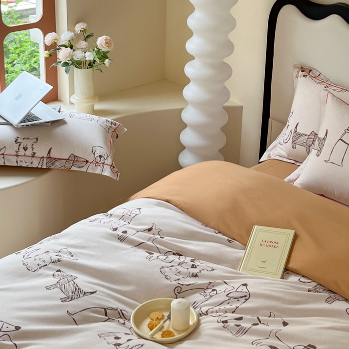 91家纺网 家纺一手货源 找家纺 艾迪尚家纺 2025新款生态全棉磨毛印花四件套 旺仔派