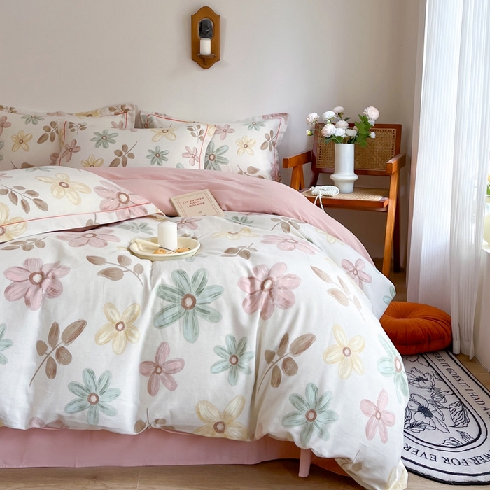 91家纺网 家纺一手货源 找家纺 艾迪尚家纺 2025新款生态全棉磨毛印花四件套--单被套 向阳