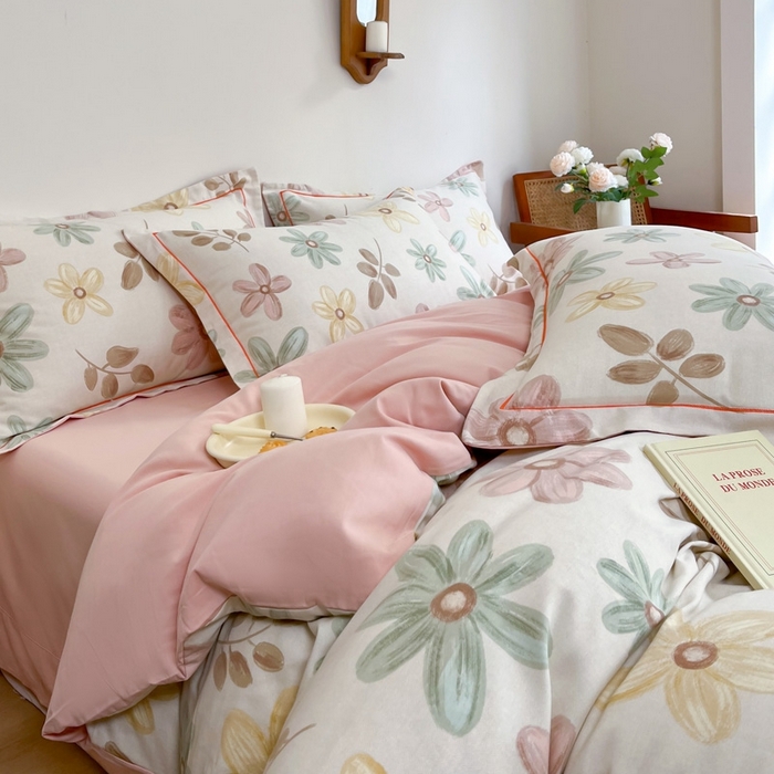 91家纺网 家纺一手货源 找家纺 艾迪尚家纺 2025新款生态全棉磨毛印花四件套--单被套 向阳