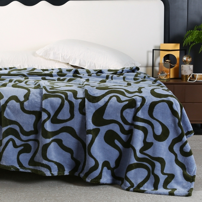 91家纺网 家纺一手货源 找家纺 巴木赫 2024新款法兰绒舒棉绒熊猫绒毛毯 鸭青