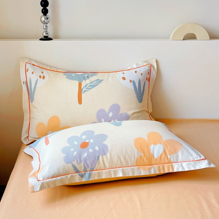 91家纺网 家纺一手货源 找家纺 艾迪尚家纺 2025新款生态全棉磨毛印花四件套--单被套 时光向暖—米