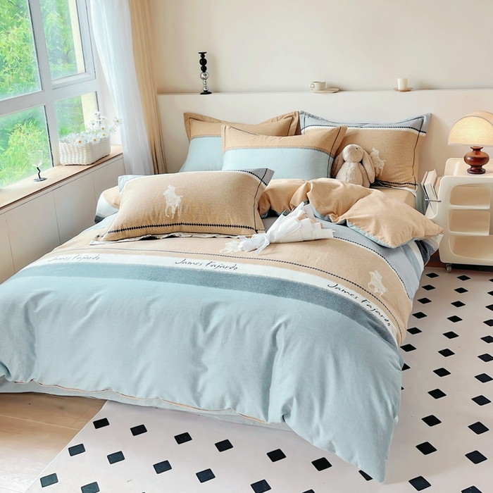 91家纺网 家纺一手货源 找家纺 艾迪尚家纺 2025新款生态全棉磨毛印花四件套--单被套 普罗迪—兰