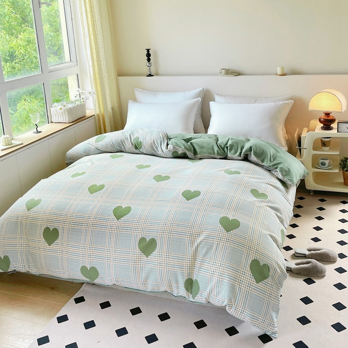 91家纺网 家纺一手货源 找家纺 艾迪尚家纺 2025新款生态全棉磨毛印花四件套--单被套 心动时刻