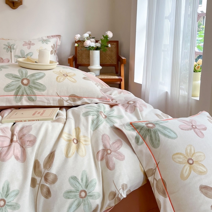 91家纺网 家纺一手货源 找家纺 艾迪尚家纺 2025新款生态全棉磨毛印花四件套 向阳